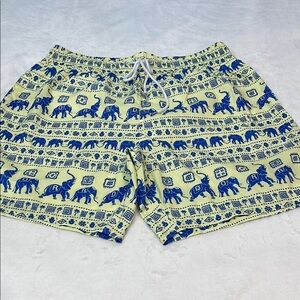 BOARDIES Men's Blue and Yellow Elephant Print Swim Shorts